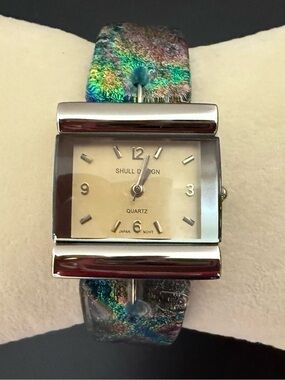 Artist Linda Shull Handmade Dichroic Glass Artist Watch Japanese Movement